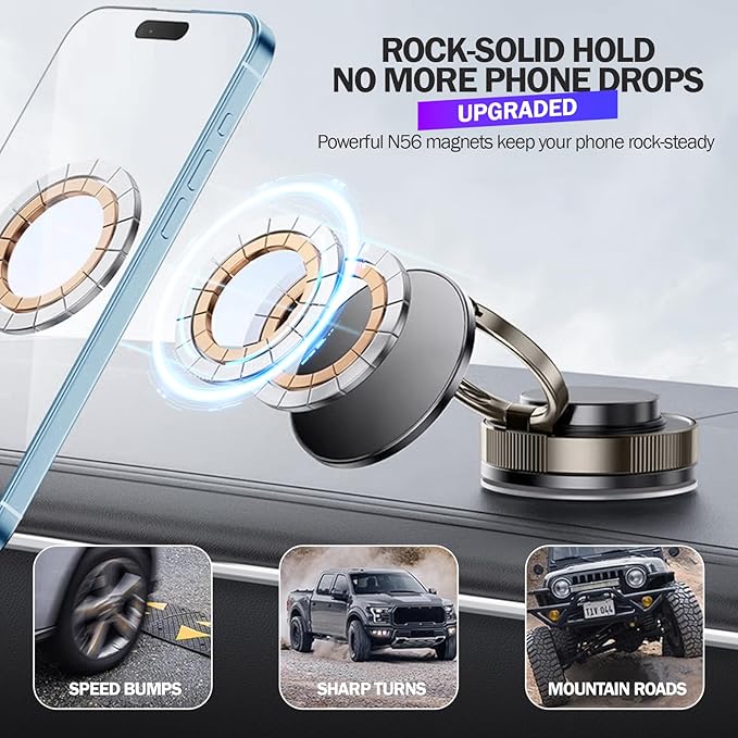 360° Rotating Magnetic Phone Holder – Foldable Car Dashboard & Desk Mobile Mount