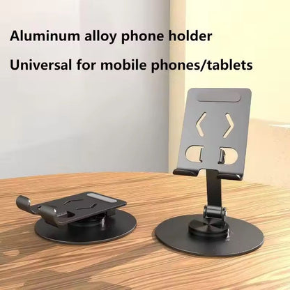360° Rotating Aluminum Alloy Phone Holder – Foldable Desktop Stand for Mobile & Tablet