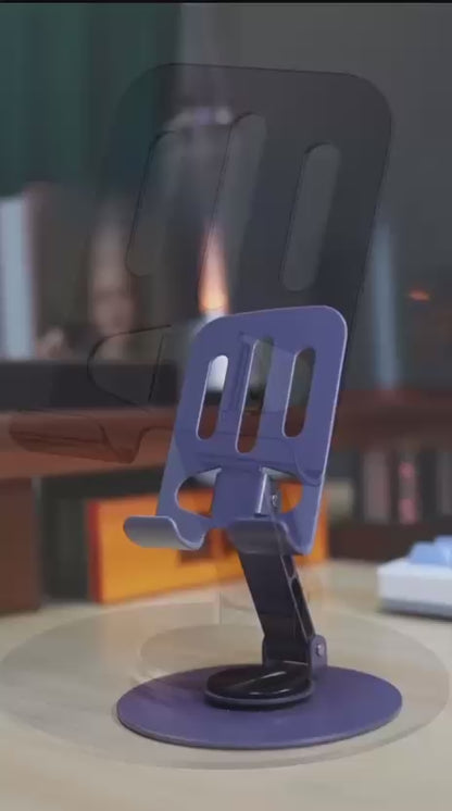 360° Rotating Aluminum Alloy Phone Holder – Foldable Desktop Stand for Mobile & Tablet